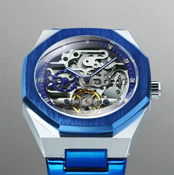 TOURBILLON SKELETON SILBER/BLAU 42mm