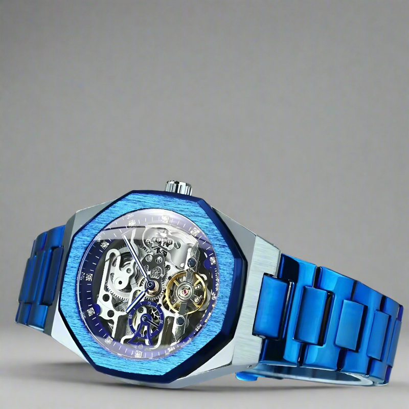 TOURBILLON SKELETON SILBER/BLAU 42mm